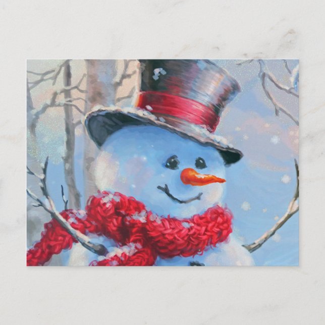 Snowman in the Woods Postcard (Front)