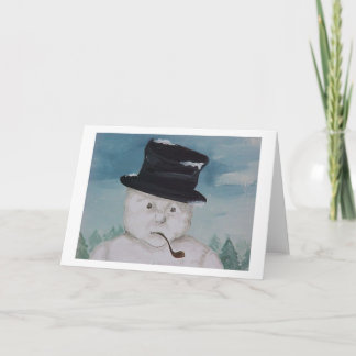 Snowman in thought holiday card