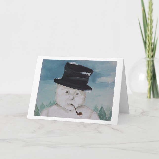 Snowman in thought holiday card (Front)