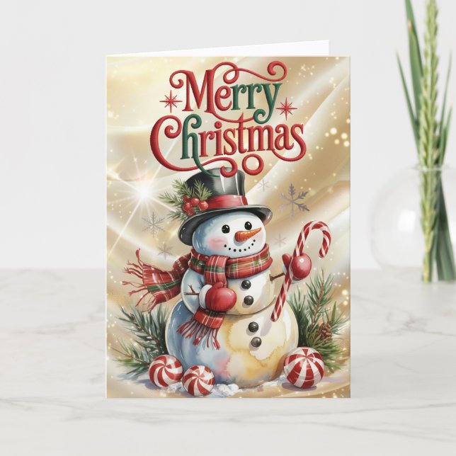 Snowman in Top Hat Christmas Holiday Card (Front)