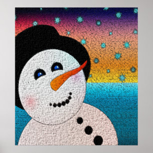 Snowman In Tophat Poster