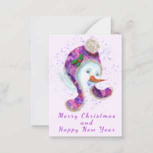 Snowman In Winter Hat Christmas Card