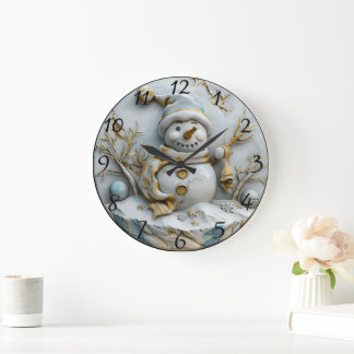 Snowman in Winter Wonderland Large Clock