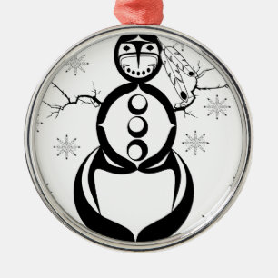 SNOWMAN INDIAN HOLLIDAYS METAL TREE DECORATION