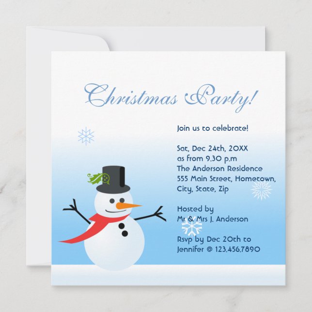 Snowman Invitation (Front)