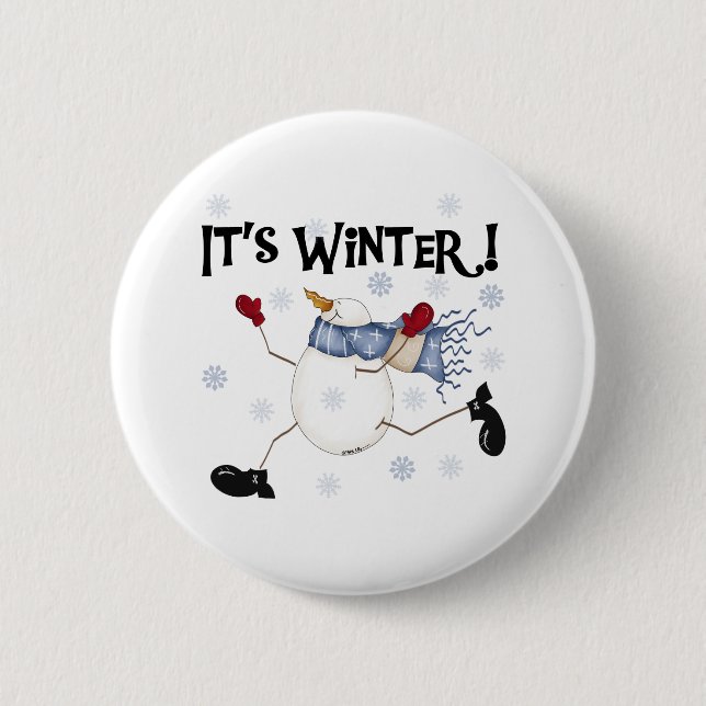 Snowman It's Winter 6 Cm Round Badge (Front)