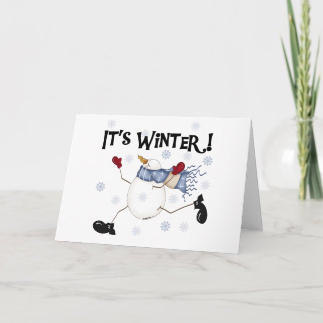 Snowman It's Winter Holiday Card (Front)