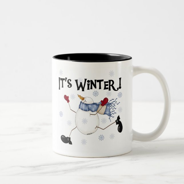 Snowman It's Winter Two-Tone Coffee Mug (Right)