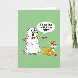 Snowman Joke Green Holiday Card