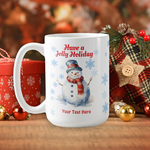 Snowman Jolly Holiday Christmas Snowflakes Mug