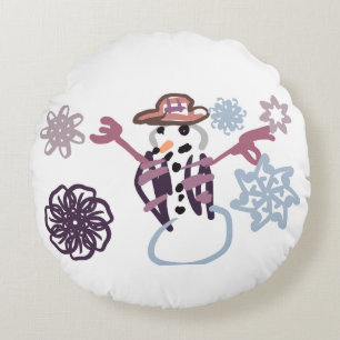 Snowman joy kind round cushion