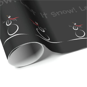 SNOWMAN JOY 'Let It Snow' Custom Text Template Wrapping Paper