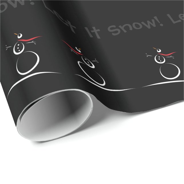 SNOWMAN JOY 'Let It Snow' Custom Text Template Wrapping Paper (Roll Corner)