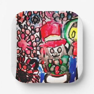 Snowman joy paper plate