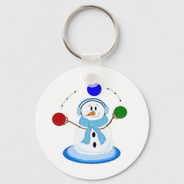 Snowman Juggling Balls Key Ring (Front)