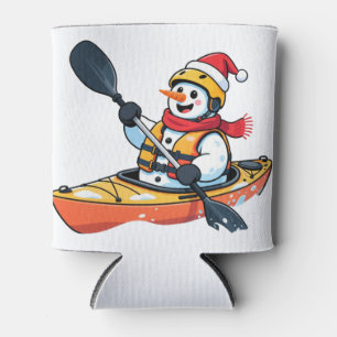 Snowman Kayaker Christmas 2026 Holiday Water Sport Can Cooler