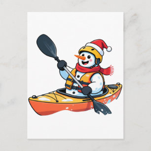 Snowman Kayaker Christmas 2026 Holiday Water Sport Postcard