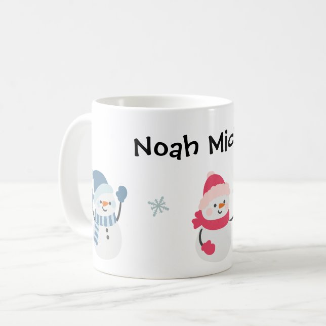 Snowman Kid's Christmas Personalised Mug (Front Left)