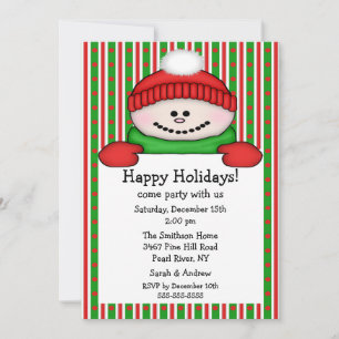 Snowman Kids Holiday Party Invitation