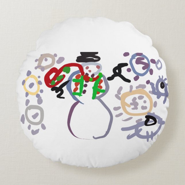 Snowman kind round cushion (Front)