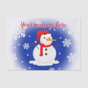 Snowman King Blue & Custom text Tissue Paper