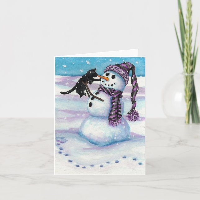Snowman Kitty Cat by BiHrLe Card (Front)