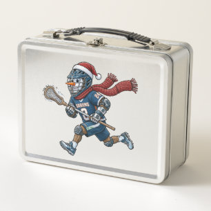 Snowman Lacrosse Christmas 2026 Holiday Sports Metal Lunch Box