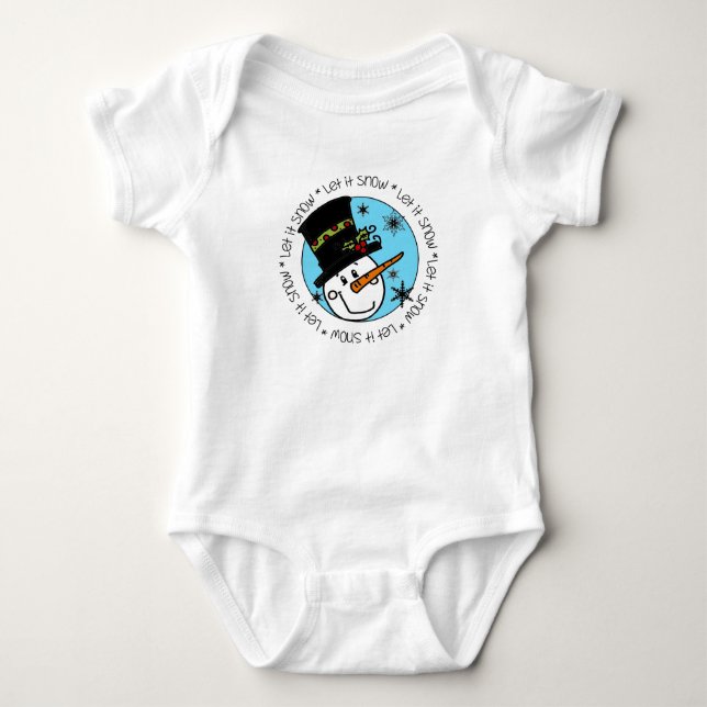 Snowman Let It Snow Baby Bodysuit (Front)