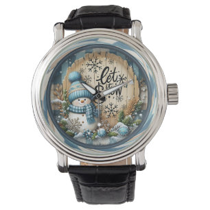Snowman Let It Snow Blue Watch