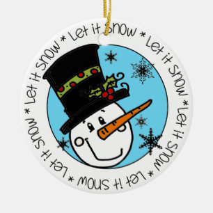 Snowman Let It Snow Ceramic Tree Decoration