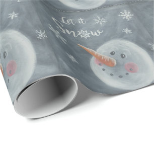Snowman Let It Snow faux chalkboard gift wrapping Paper