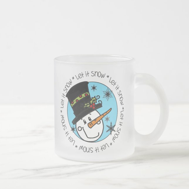 Snowman Let It Snow Frosted Glass Coffee Mug (Right)