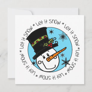 Snowman Let It Snow Holiday Card