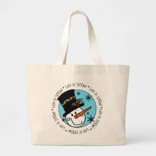 Snowman Let It Snow Large Tote Bag