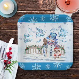 Snowman   Let it Snow Paper Plate