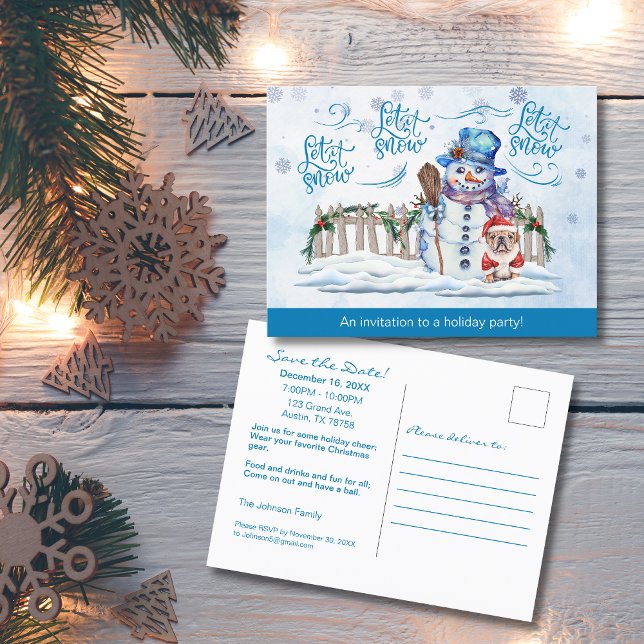 Snowman | Let it Snow Party Announcement Post Card (Creator Uploaded)