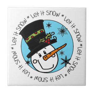 Snowman Let It Snow Tile