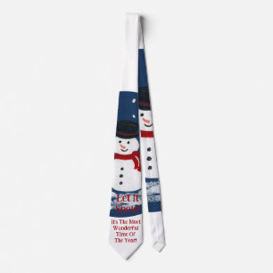 Snowman Let It Snow Wonderful Time Year Tie