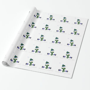Snowman Lifting Weights Wrapping Paper