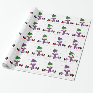 Snowman Lifting Weights Wrapping Paper