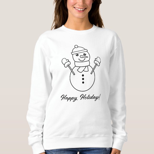 Snowman Line Art Illustration With Custom Text Sweatshirt (Front)