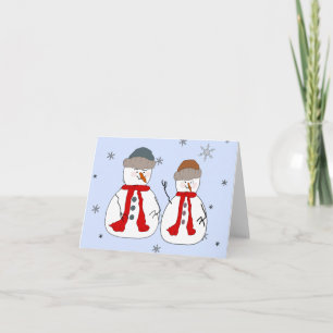Snowman, Little Snowmen, Brothers Whimsical Art Holiday Card