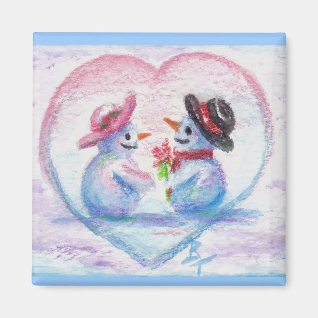 Snowman Love aceo Magnet (Front)