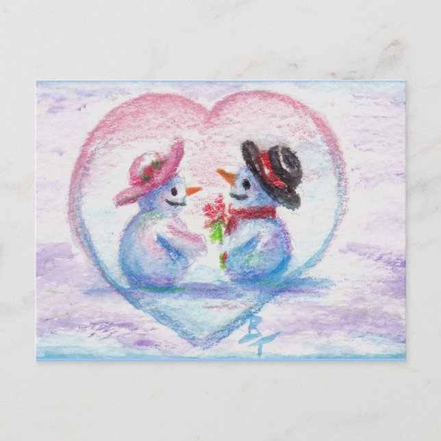 Snowman Love aceo Postcard (Front)