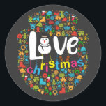 Snowman Love Christmas Decorations Classic Round Sticker<br><div class="desc">Cute design of a Gingerbread Snowman Love Christmas Decorations decorations. Makes a special present for anyone during the holiday season.</div>