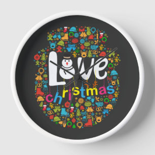 Snowman Love Christmas Decorations Clock