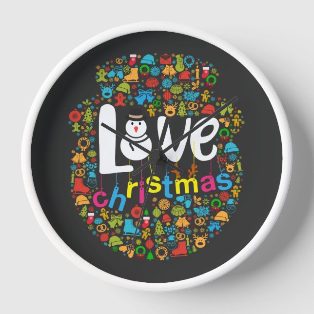 Snowman Love Christmas Decorations Clock (Front)
