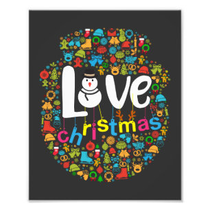 Snowman Love Christmas Decorations Photo Print