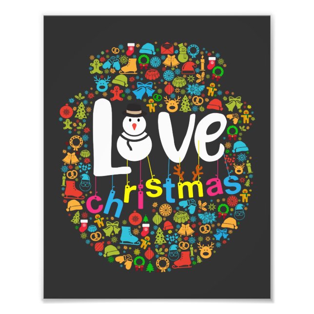 Snowman Love Christmas Decorations Photo Print (Front)