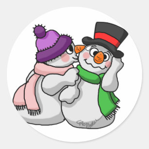 Snowman Love Classic Round Sticker